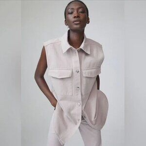 H&M Oversized denim vest jacket | Dusty Mauve, Size Small